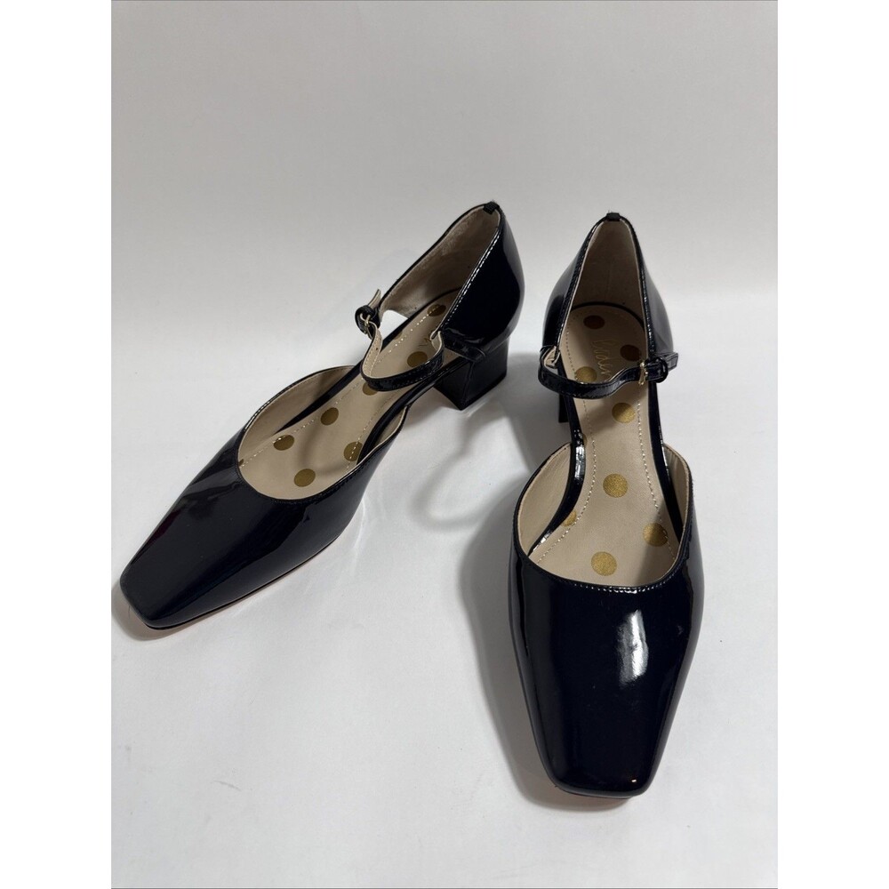 Boden Blue Patent Leather Shoes Womens 8.5 Navy Ankle Strap Pumps EU 39
